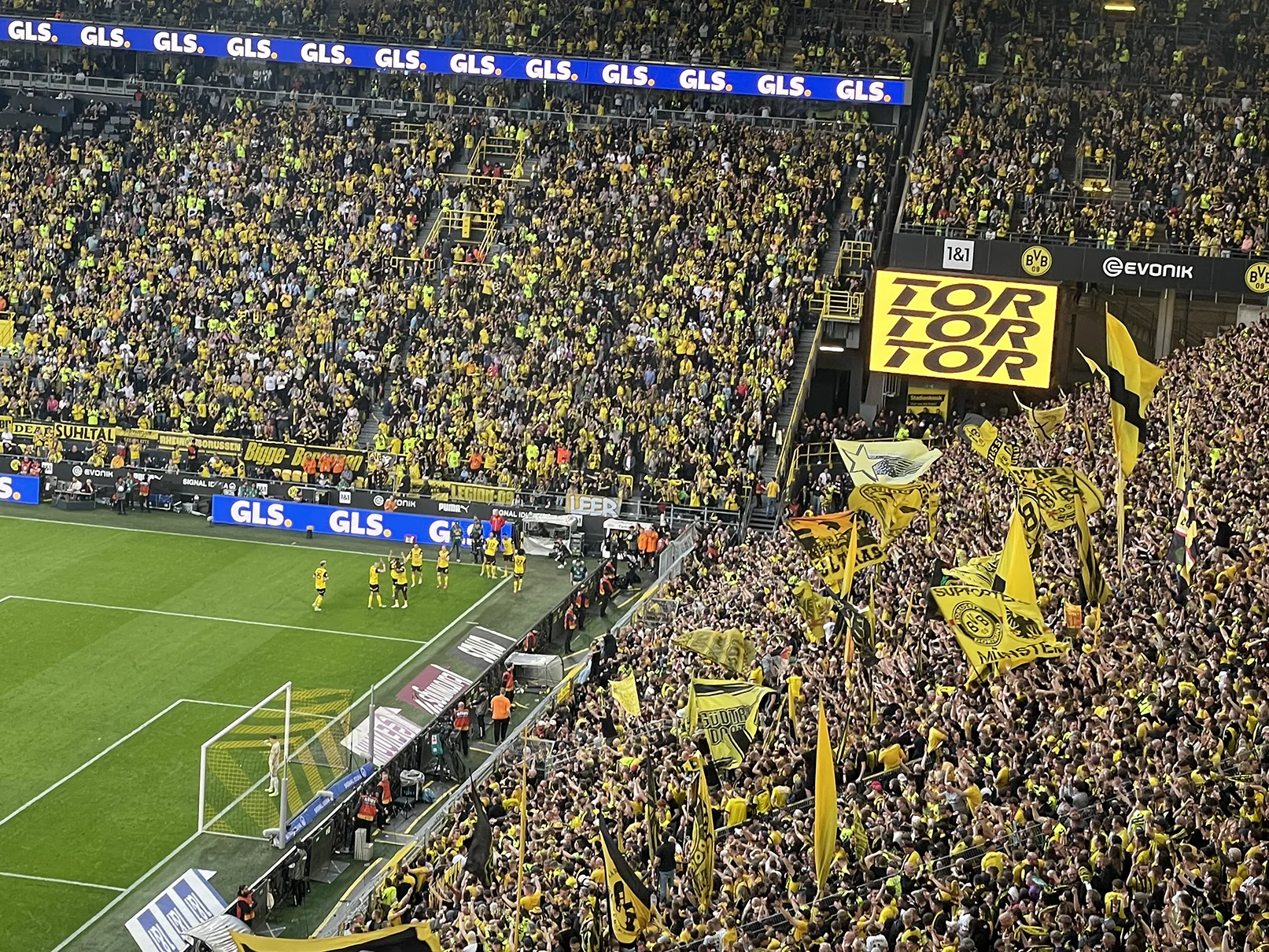 Emotionale Momente der BVB Maniacs Styria bei einem Torjubel